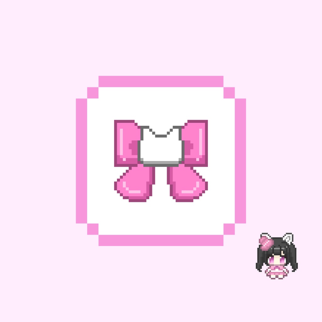 Twitch・YouTube対応 ねことリボンのドット絵サブスクバッジ メンバーシップバッジ