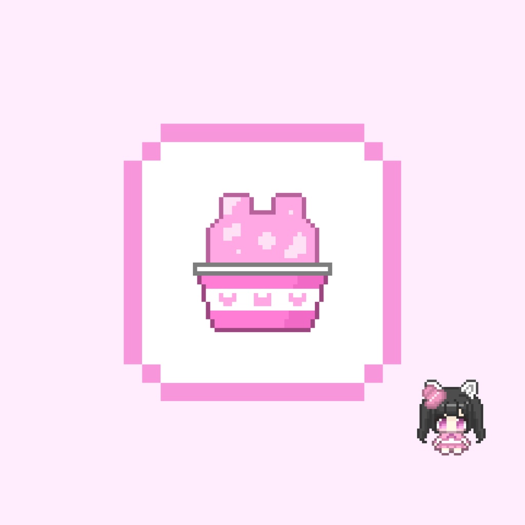 Twitch・YouTube対応 うさぎのカップアイスのドット絵サブスクバッジ メンバーシップバッジ