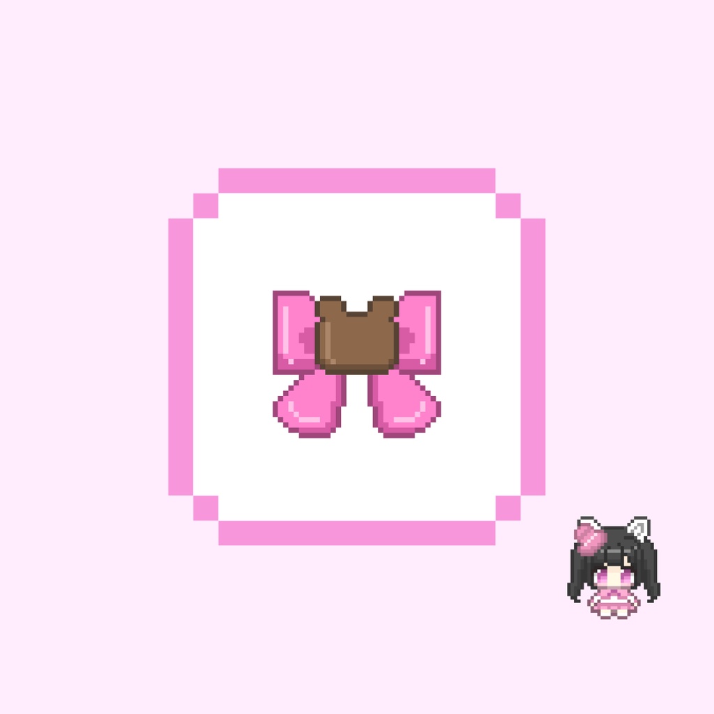 Twitch・YouTube対応 くまとリボンのドット絵サブスクバッジ メンバーシップバッジ