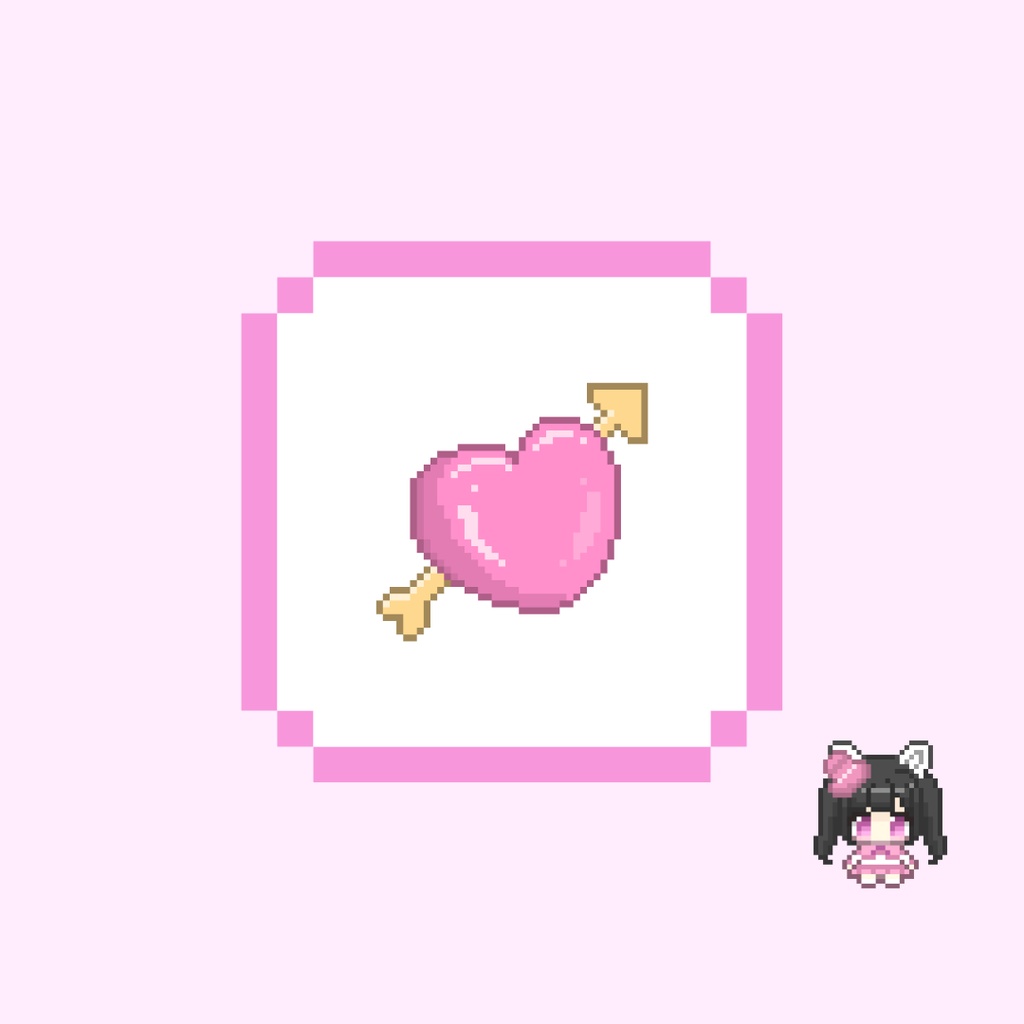 Twitch・YouTube対応 ハートと矢のドット絵サブスクバッジ メンバーシップバッジ