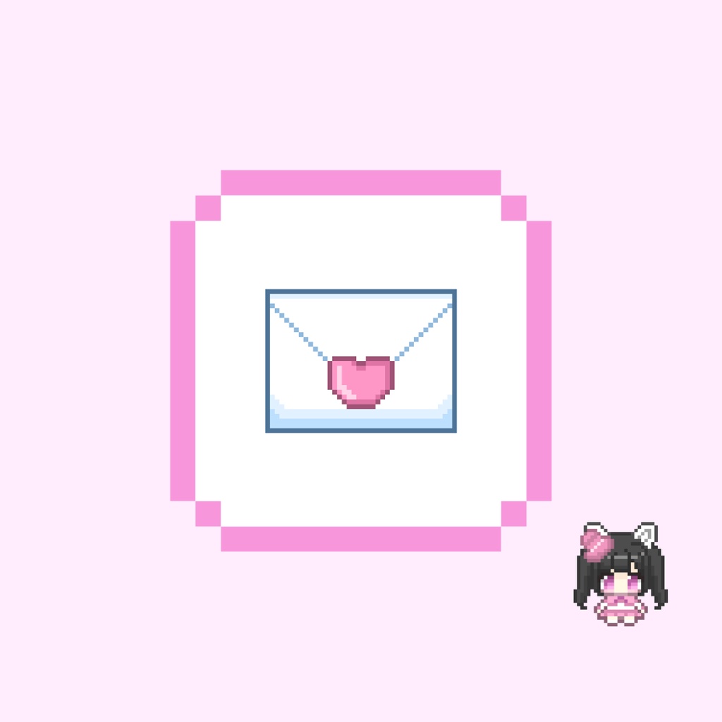 Twitch・YouTube対応 ハートのお手紙のドット絵サブスクバッジ メンバーシップバッジ