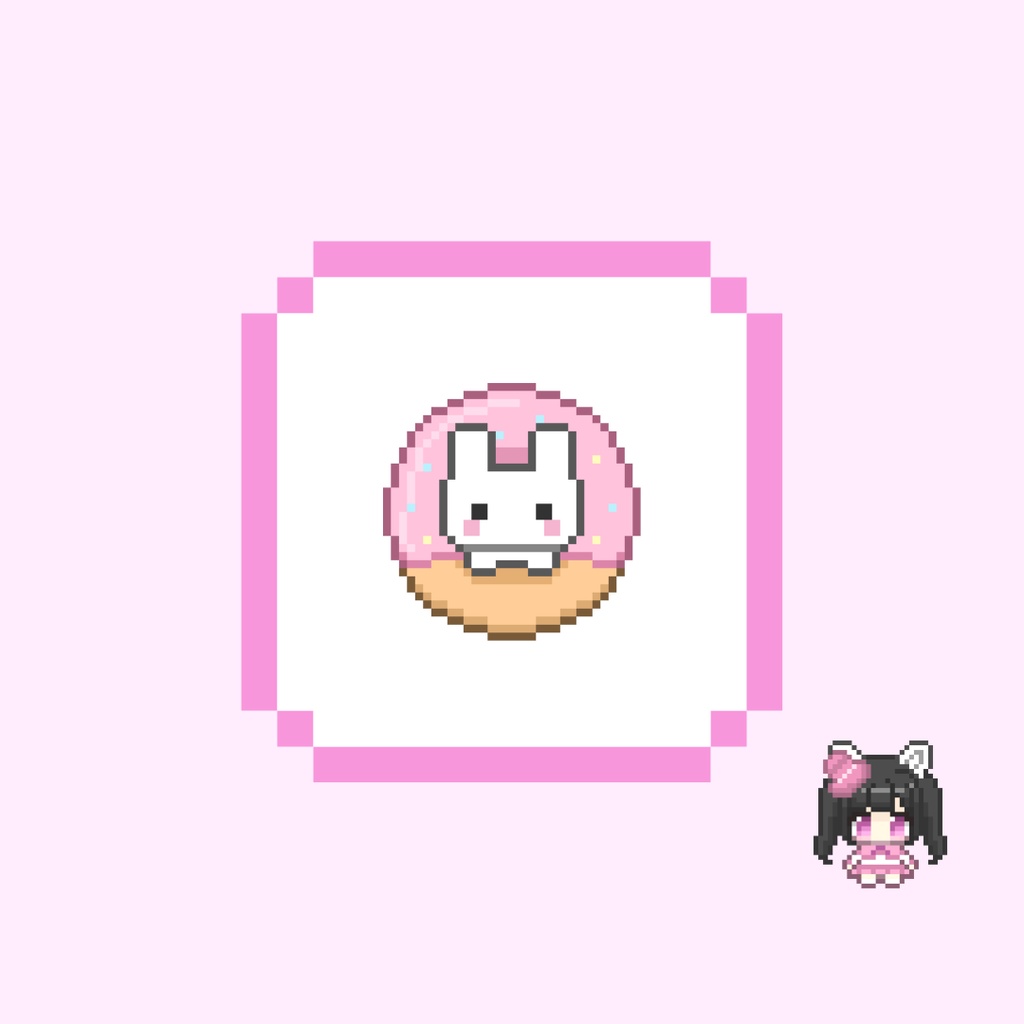 Twitch・YouTube対応 うさちゃんドーナツのドット絵サブスクバッジ メンバーシップバッジ