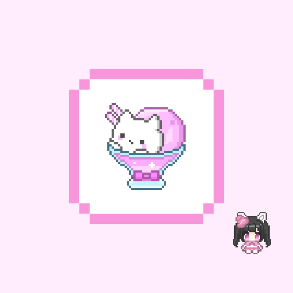 Twitch・YouTube対応 ねこちゃんパフェのドット絵サブスクバッジ メンバーシップバッジ