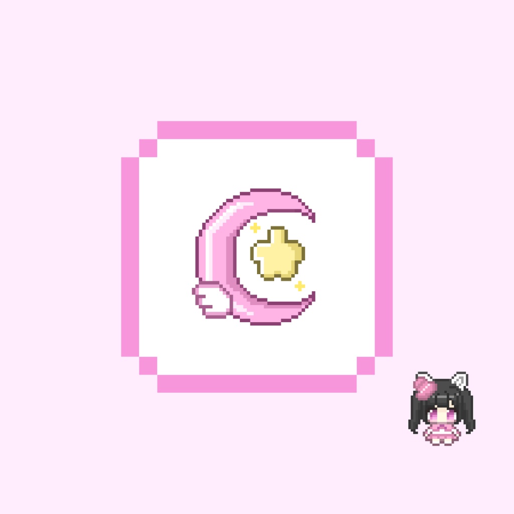 Twitch・YouTube対応 月とキラキラ星のドット絵サブスクバッジ メンバーシップバッジ