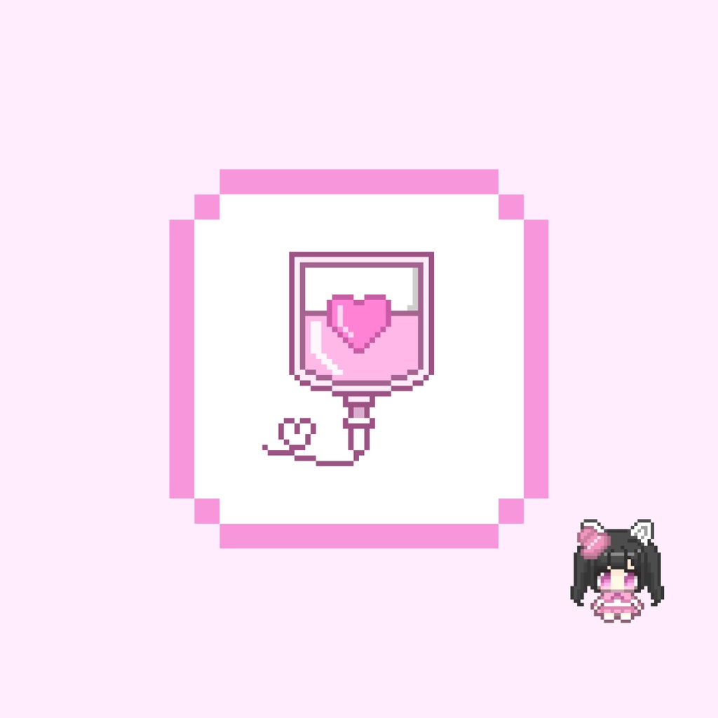 Twitch・YouTube対応 かわいい点滴のドット絵サブスクバッジ メンバーシップバッジ