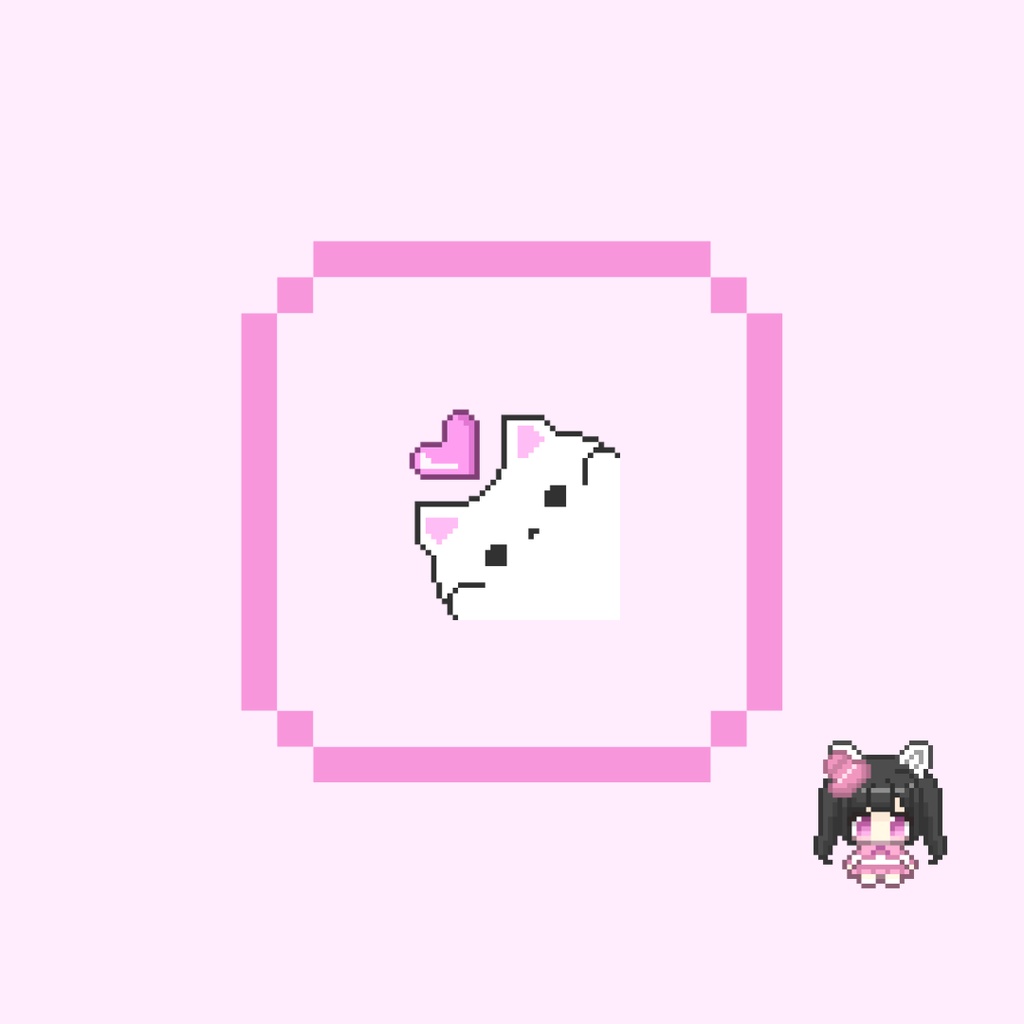 Twitch・YouTube対応 にゃんこハートのドット絵サブスクバッジ メンバーシップバッジ