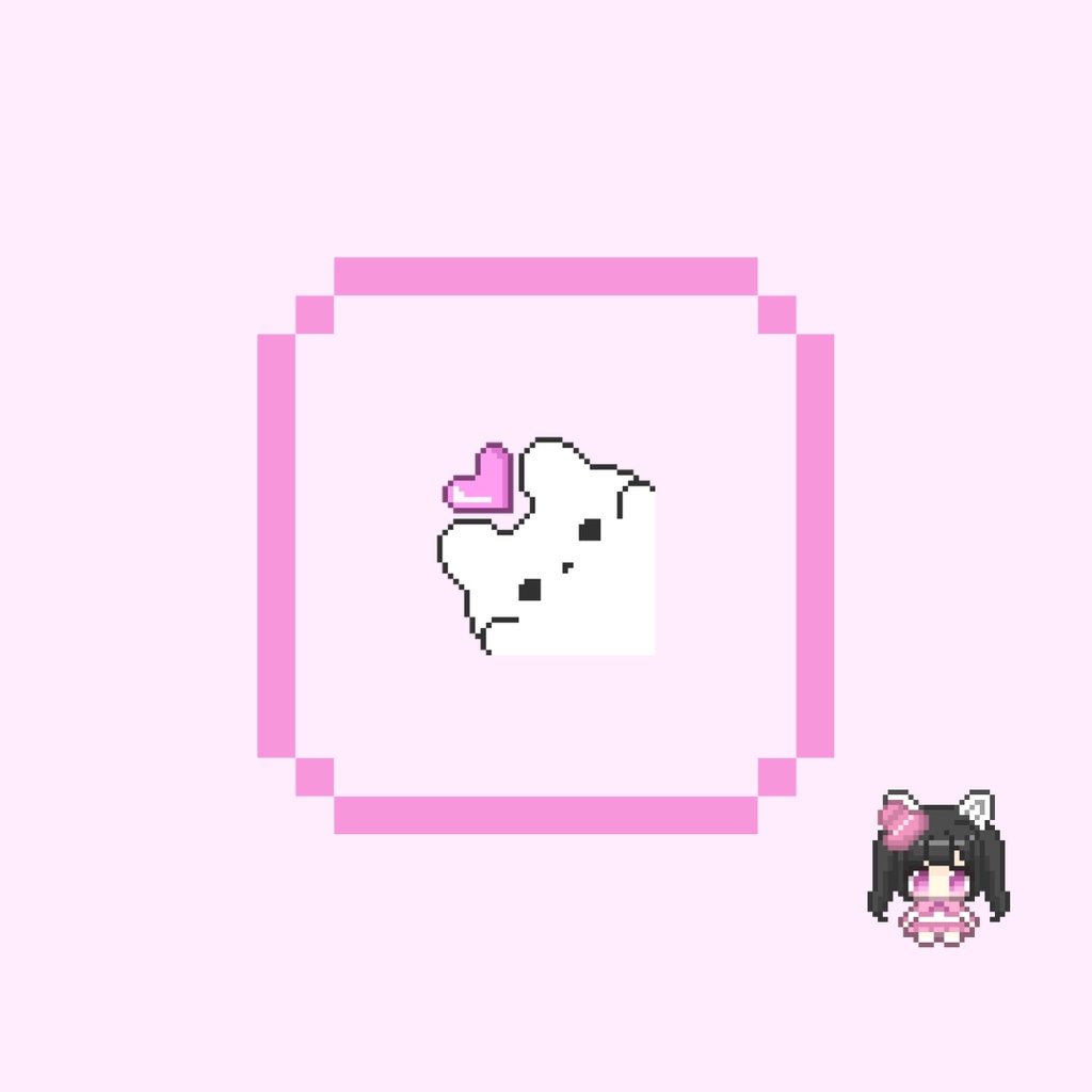 Twitch・YouTube対応 うさぎハートのドット絵サブスクバッジ メンバーシップバッジ