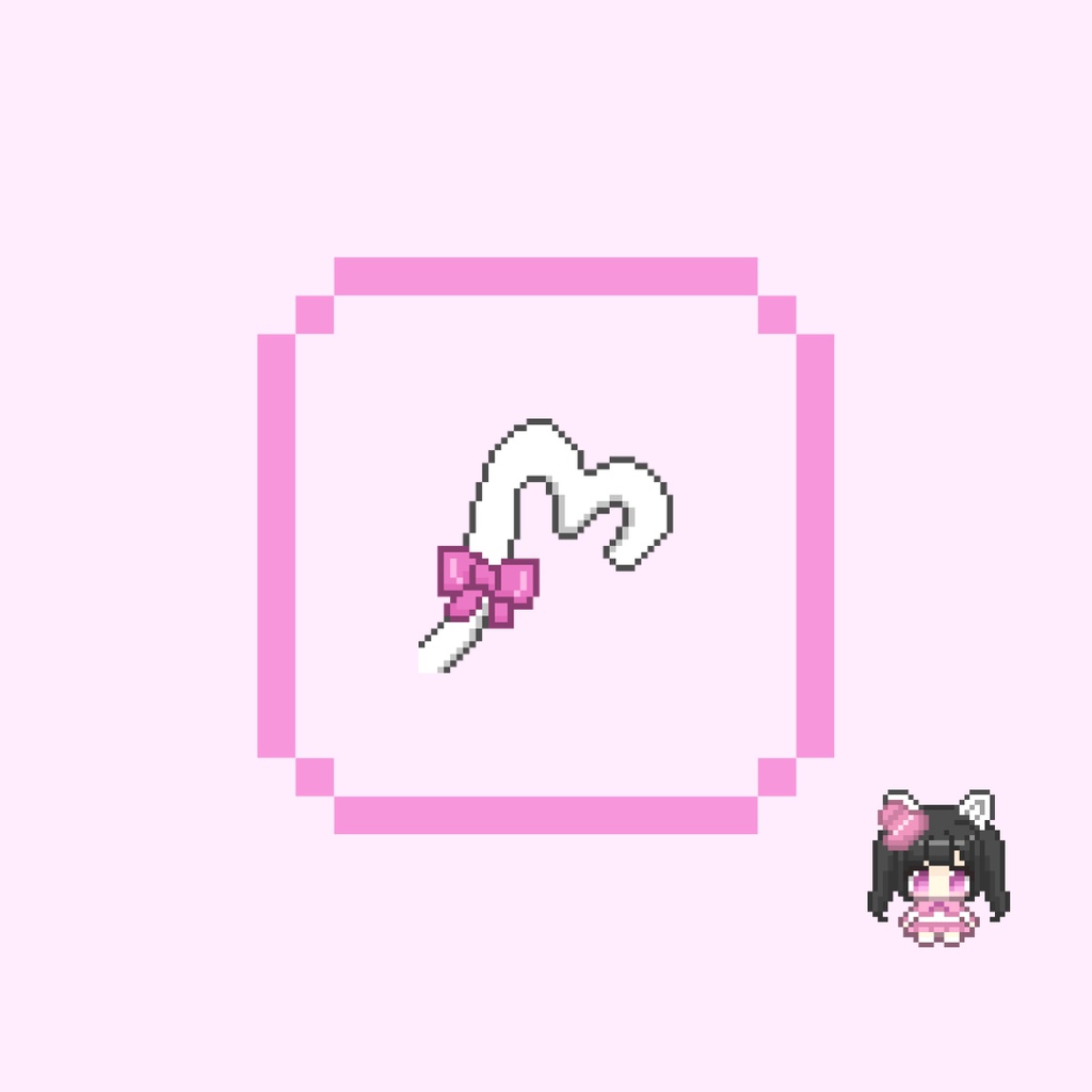 Twitch・YouTube対応 ハートのねこのしっぽのドット絵サブスクバッジ メンバーシップバッジ