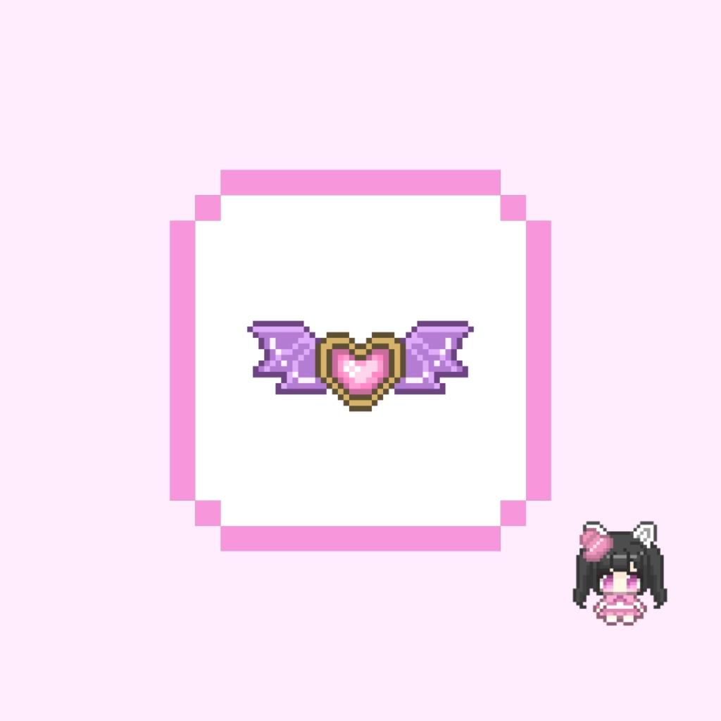 Twitch・YouTube対応 悪魔の羽根とハートのドット絵サブスクバッジ メンバーシップバッジ