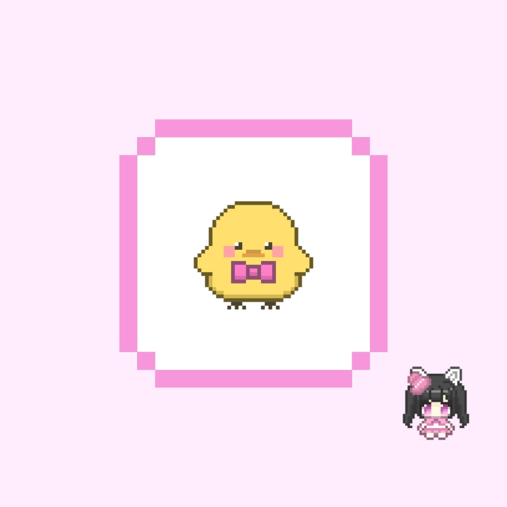 Twitch・YouTube対応 ひよことリボンのドット絵サブスクバッジ メンバーシップバッジ
