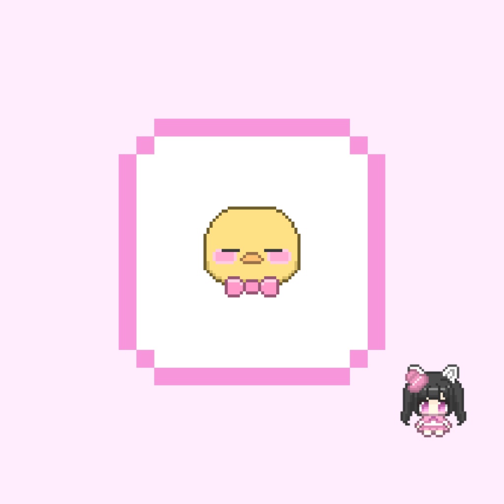 Twitch・YouTube対応 まんまるひよことリボンのドット絵サブスクバッジ メンバーシップバッジ