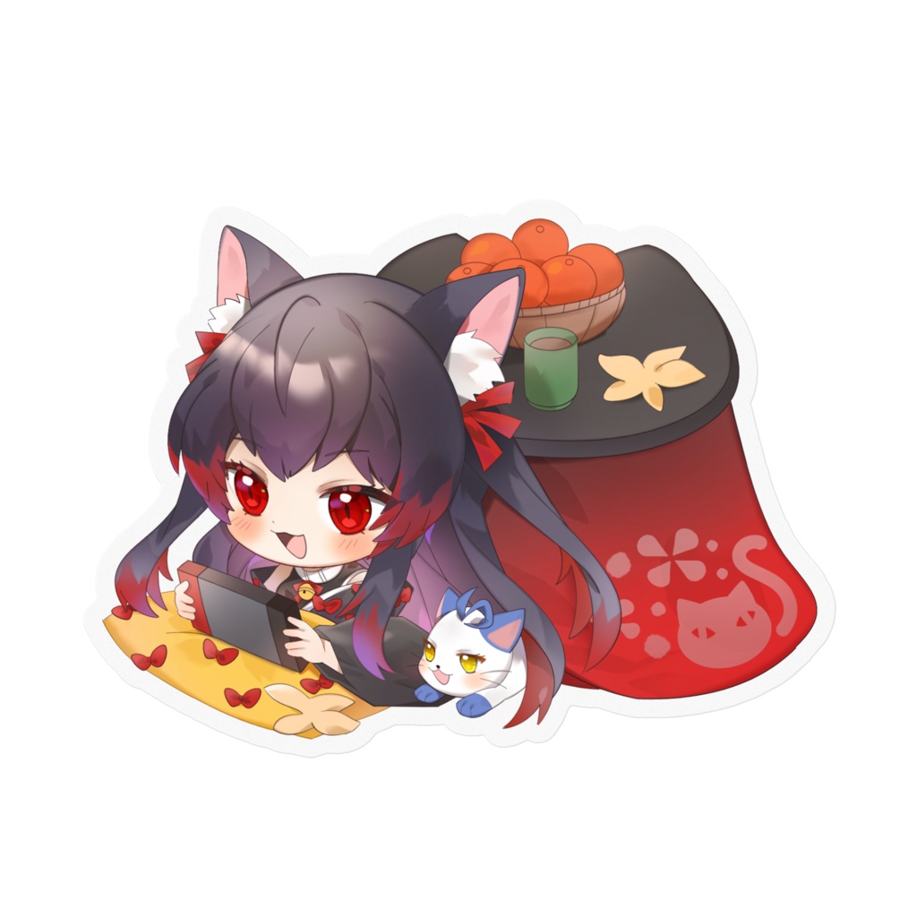 黒猫黒奈(こたつねこ)ステッカー クリア