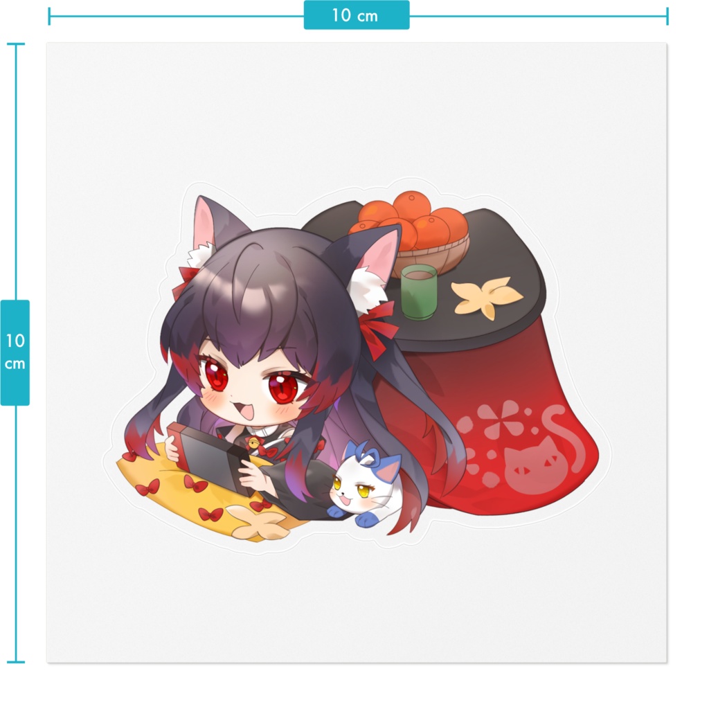 黒猫黒奈(こたつねこ)ステッカー クリア