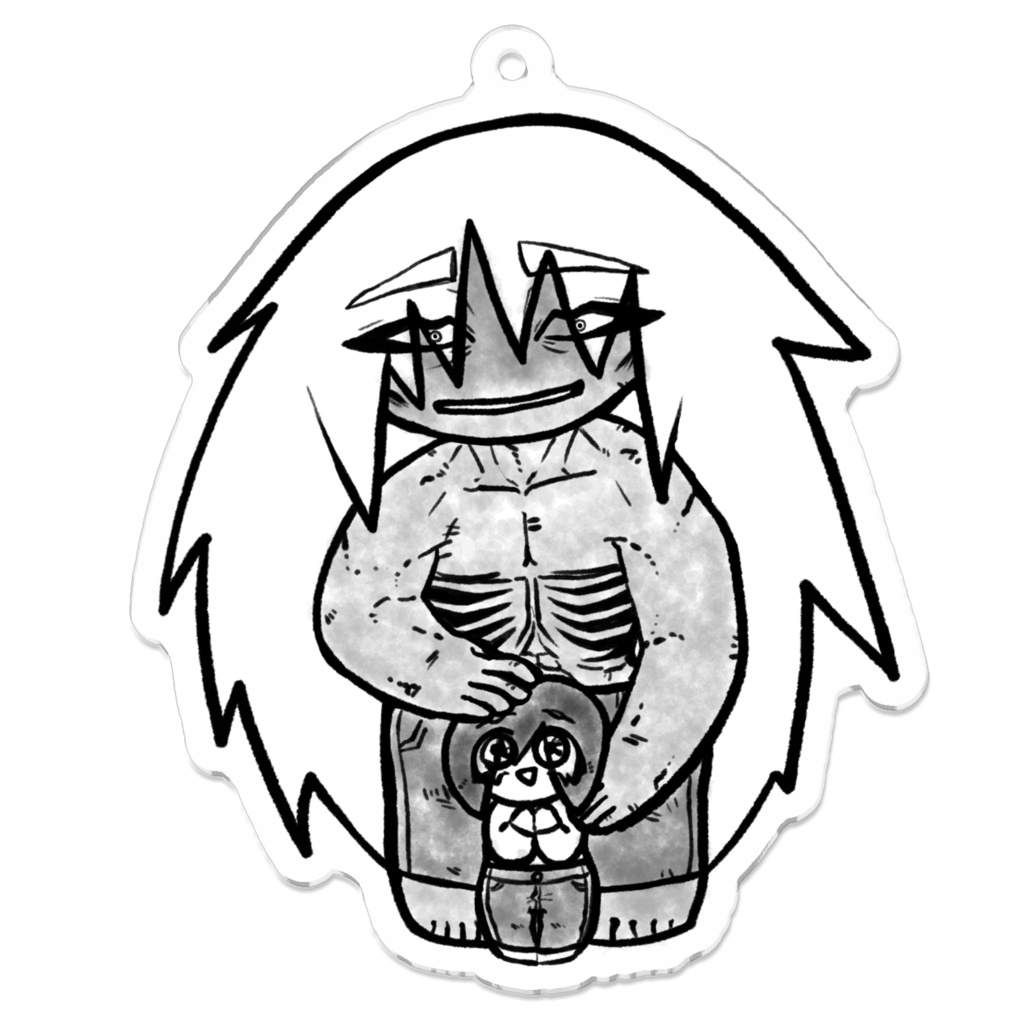 ゆるっとモノクロアクリリキーホルダー(コーティング)