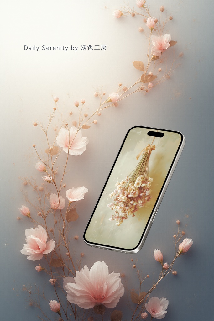 【無料サンプル:2/15まで】淡色スマホ壁紙 - 大人なアンティークドライフラワー | FREE Wallpaper