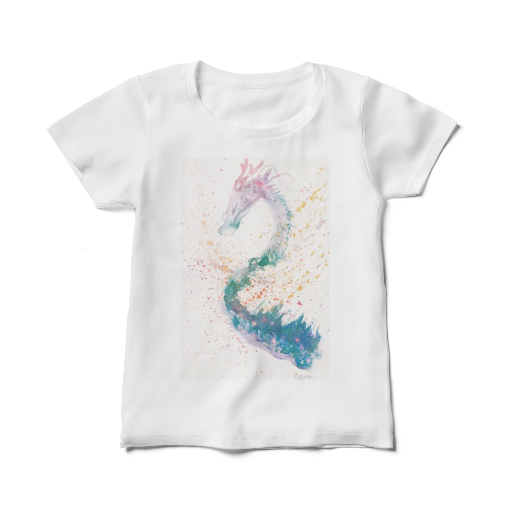 青龍Tシャツ-レディース-デジタル加工-レインボー