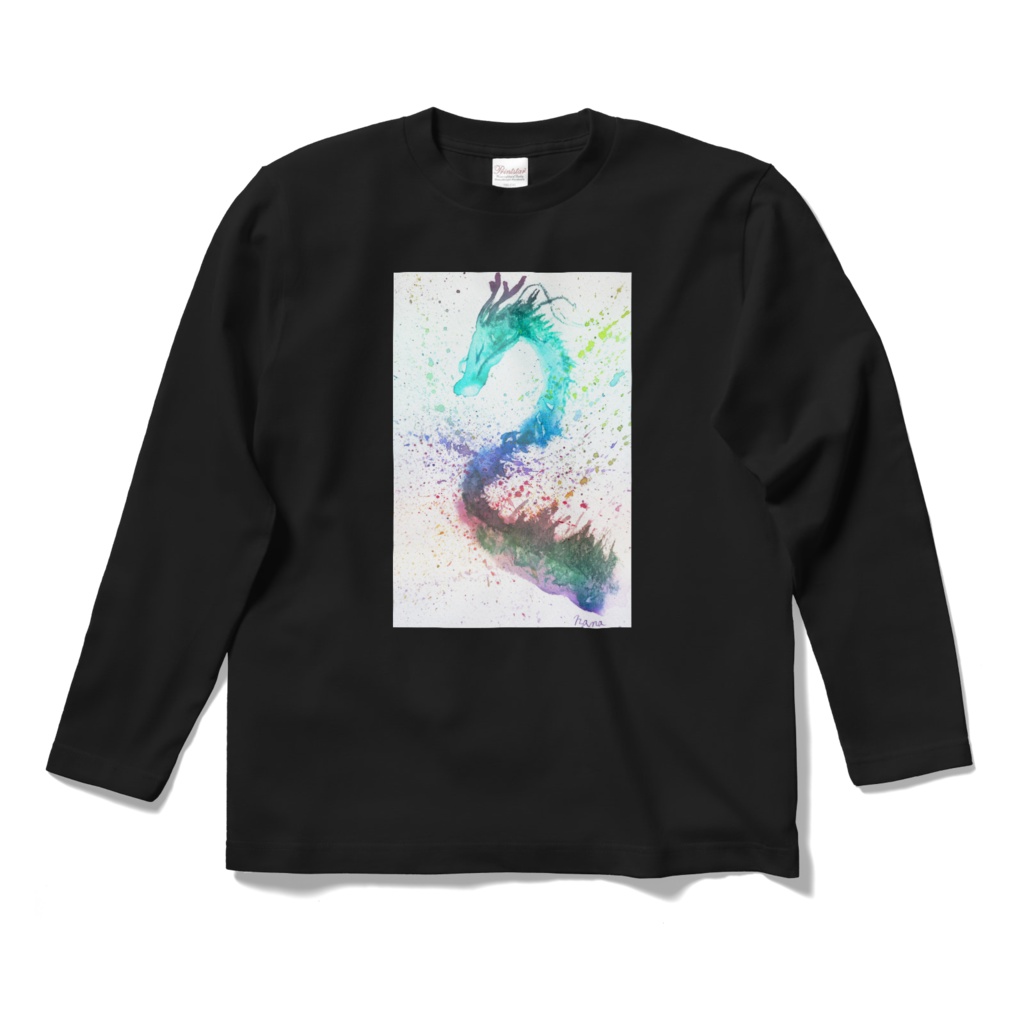 青龍ロングスリーブTシャツ-デジタル加工-ネオン