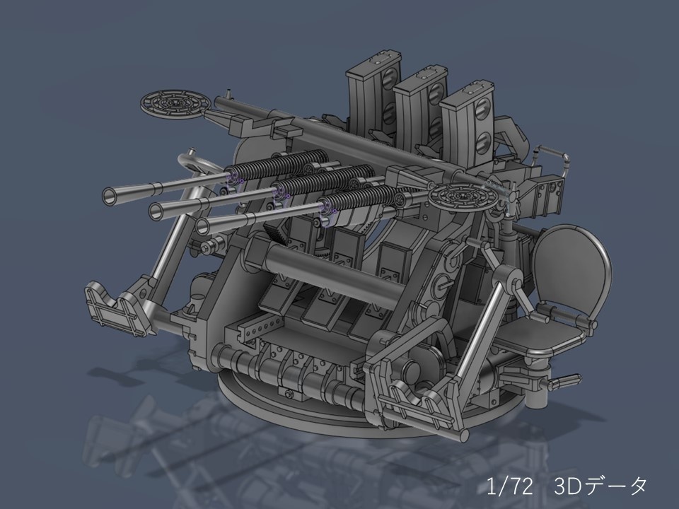 STLデータ】1/72&1/350 日本海軍九六式25mm三連装機銃 IJN Type96 25mm Triple AA gun -  BAGO_Works - BOOTH