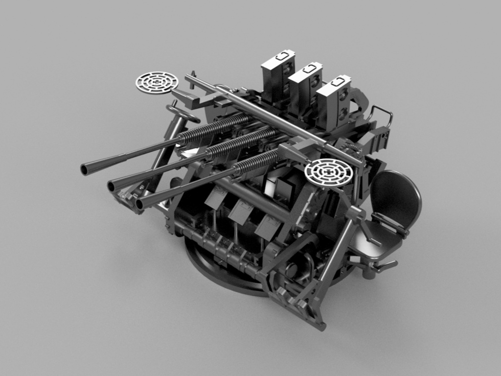 【25年11月更新】【STLデータ】1/72&1/350 日本海軍九六式25mm三連装機銃 IJN Type96 25mm Triple AA gun