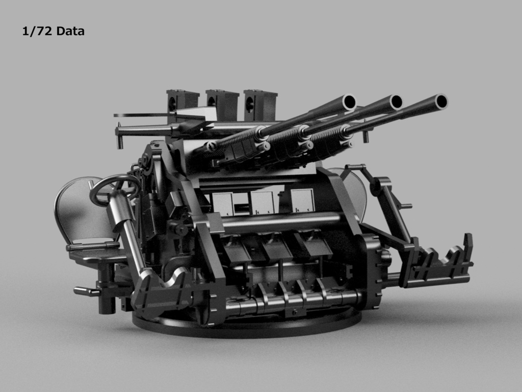 【25年11月更新】【STLデータ】1/72&1/350 日本海軍九六式25mm三連装機銃 IJN Type96 25mm Triple AA gun