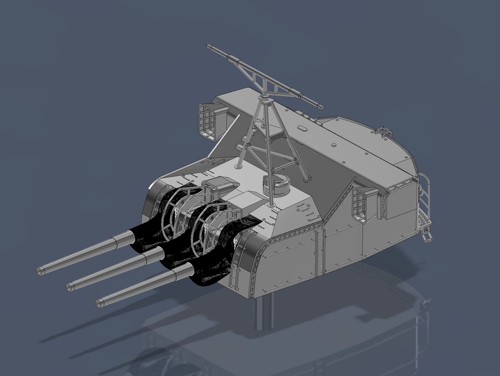 【STLデータ】1/350 戦艦大和　15.5cm副砲データ　Battleship Yamato 15.5cm Secondary Turret