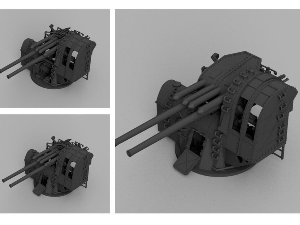 【STLデータ】1/350 日本海軍八九式12.7cm連装高角砲 IJN Type89 12.7cm AA gun