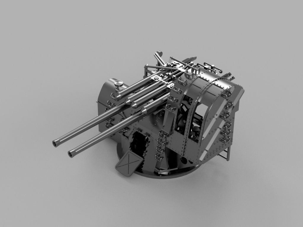 【25年11月更新】【STLデータ】1/350 日本海軍八九式12.7cm連装高角砲　 IJN Type89 12.7cm AA gun