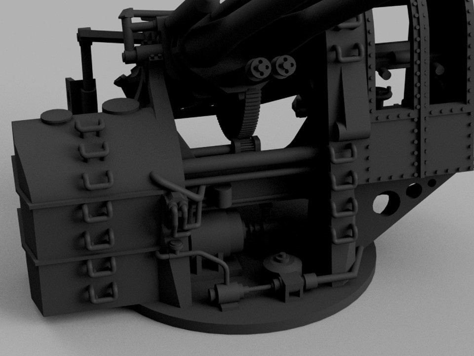 【STLデータ】1/350 日本海軍八九式12.7cm連装高角砲 IJN Type89 12.7cm AA gun
