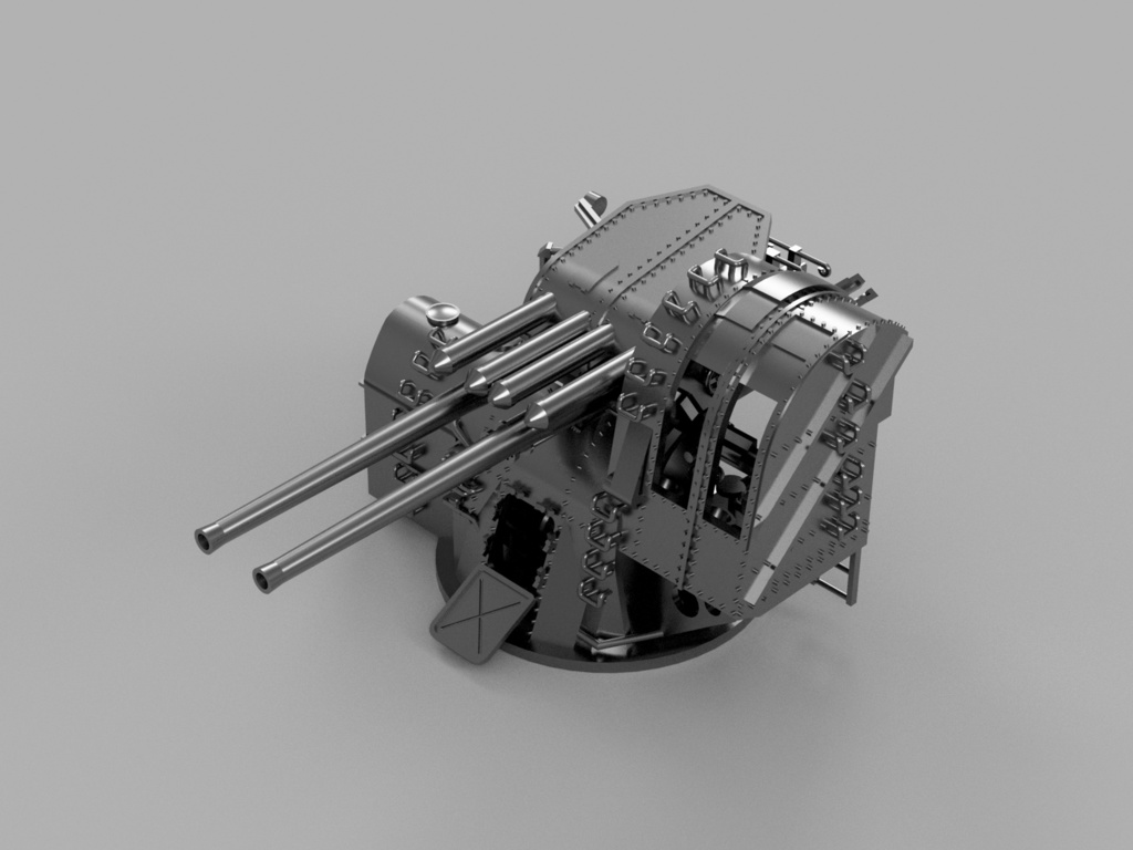 【25年11月更新】【STLデータ】1/350 日本海軍八九式12.7cm連装高角砲 IJN Type89 12.7cm AA gun