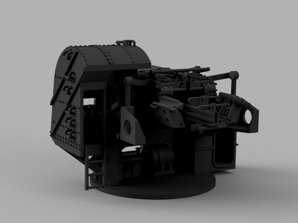 【STLデータ】1/350 日本海軍八九式12.7cm連装高角砲 IJN Type89 12.7cm AA gun