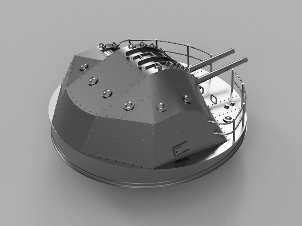 【STLデータ】1/350 戦艦大和 シールドつき12.7cm連装高角砲 Battleship Yamato 12.7cm AA gun with shield