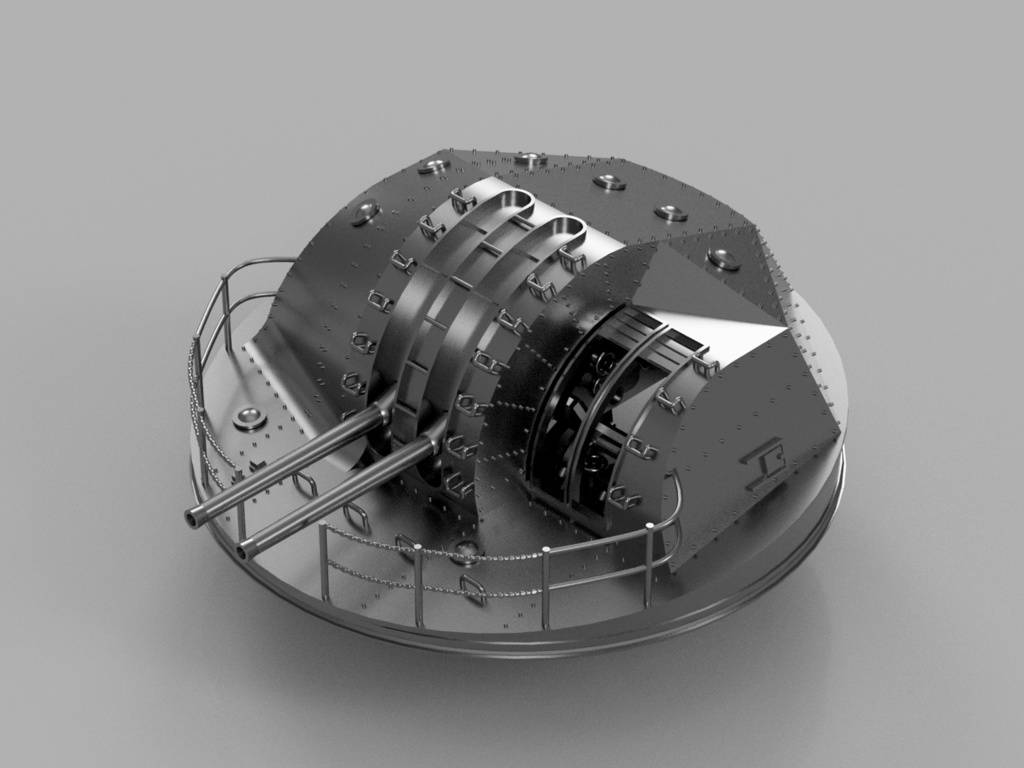 【STLデータ】1/350 戦艦大和　シールドつき12.7cm連装高角砲　 Battleship Yamato 12.7cm AA gun with shield