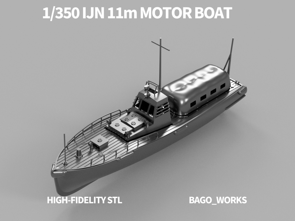 【STLデータ】1/350　日本海軍 11m内火艇　IJN 11m Motor Boat