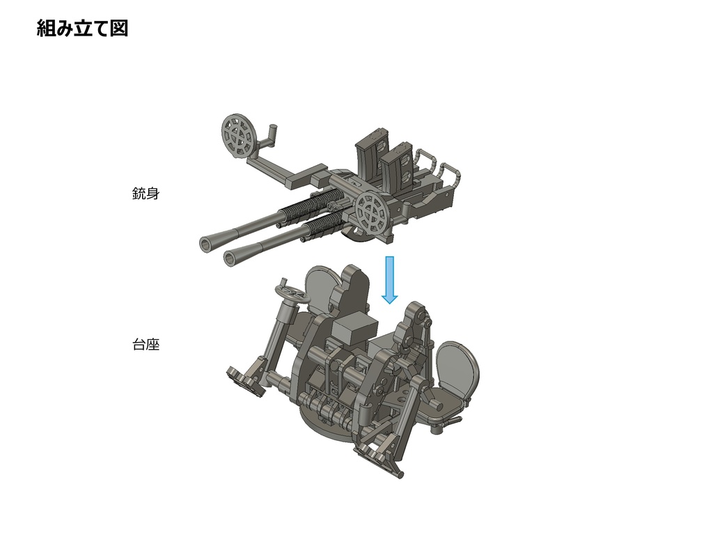 【STLデータ】1/350 日本海軍九六式25mm連装機銃 IJN Type96 25mm Twin AA gun