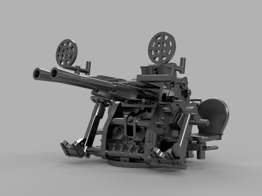 【STLデータ】1/350 日本海軍九六式25mm連装機銃 IJN Type96 25mm Twin AA gun