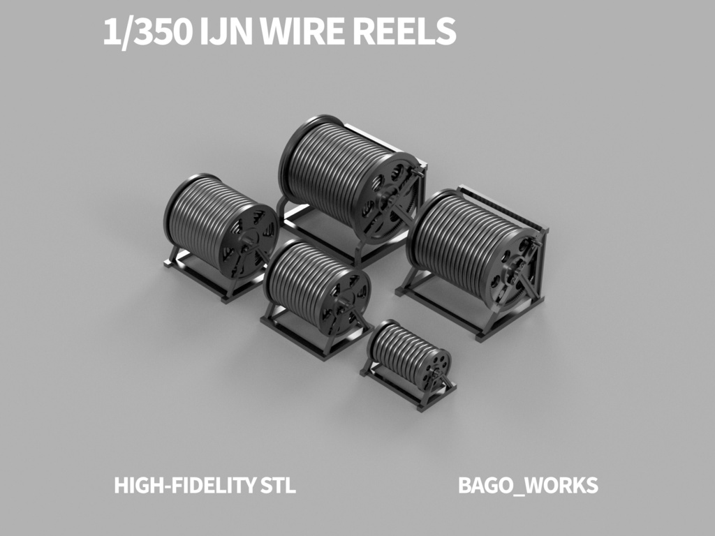 【STLデータ】1/350　日本海軍 ワイヤーリール  IJN Wire Reels