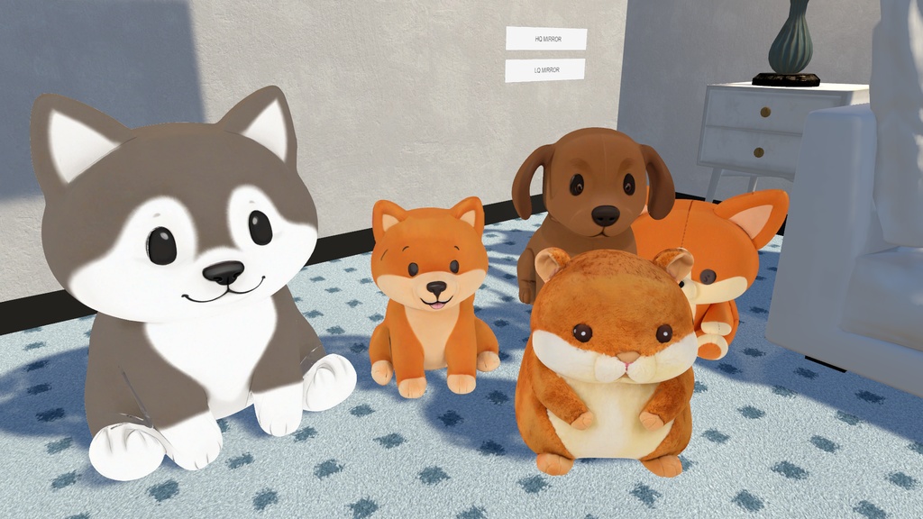 ペットぬいぐるみセット – ハスキー × コーギー × 柴犬 × ハムスター × ダックスフント