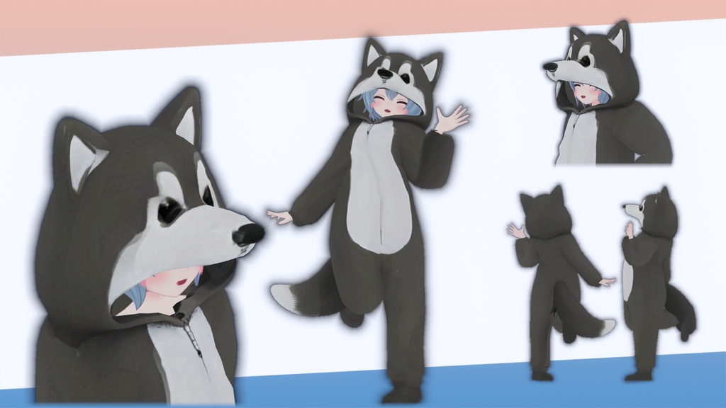 もふもふハスキーきぐるみスーツ【Modular Avatar対応】