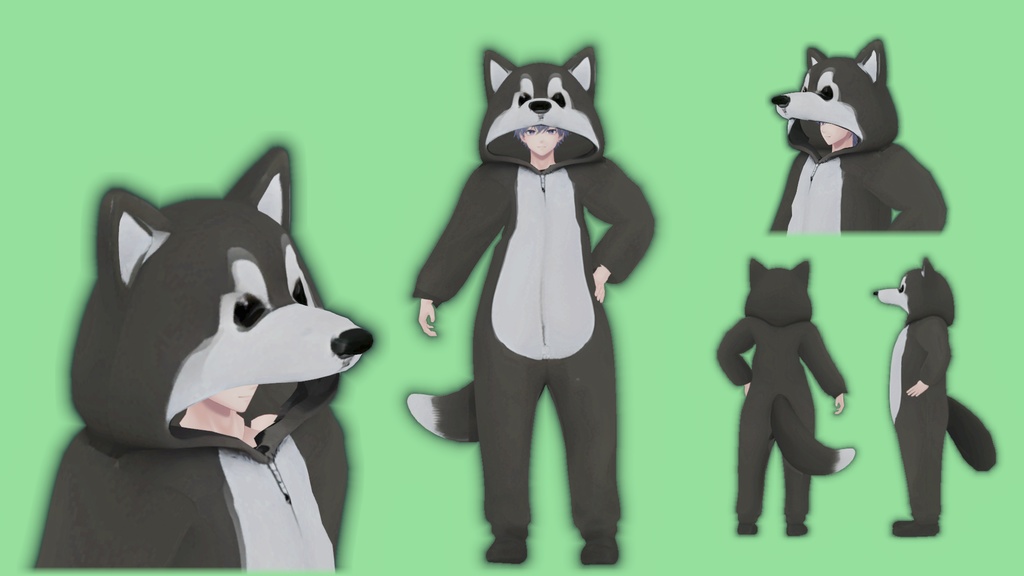もふもふハスキーきぐるみスーツ【Modular Avatar対応】