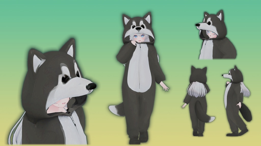 もふもふハスキーきぐるみスーツ【Modular Avatar対応】