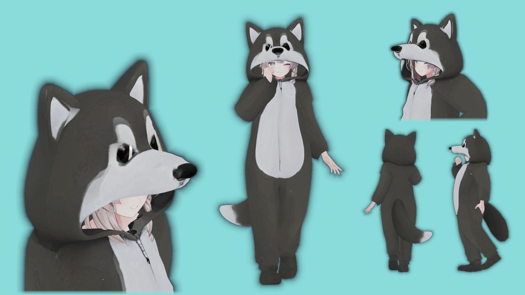 もふもふハスキーきぐるみスーツ【Modular Avatar対応】