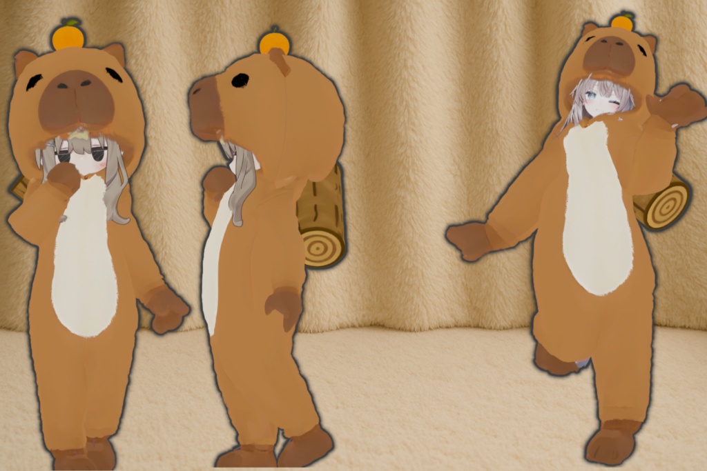 🧸【カピバラもこもこ着ぐるみパジャマ】【9アバター対応】