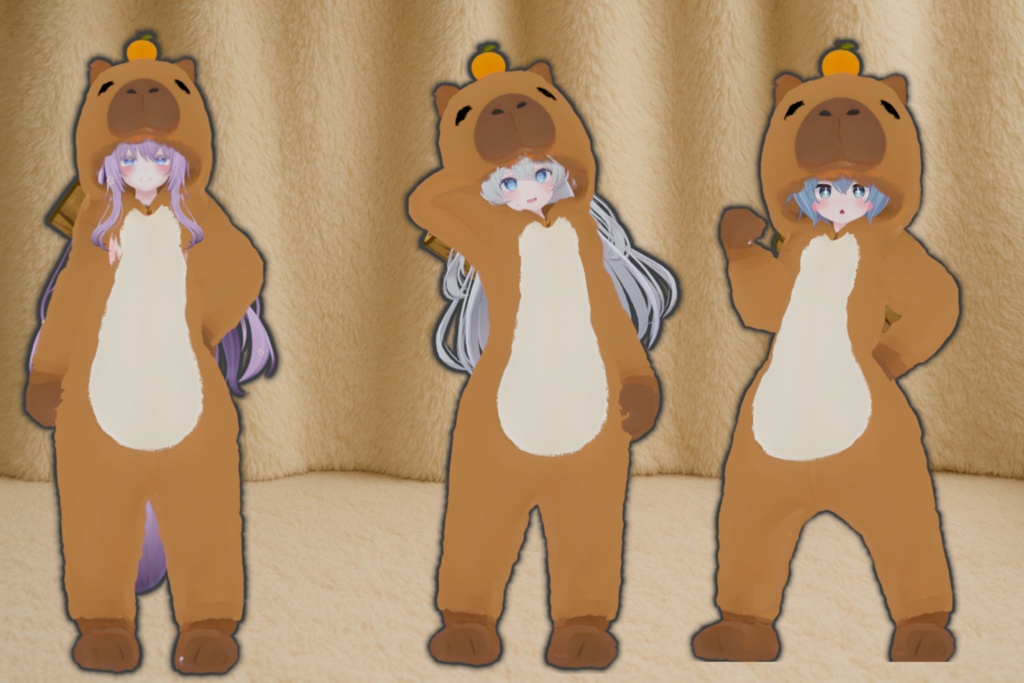 🧸【カピバラもこもこ着ぐるみパジャマ】【9アバター対応】