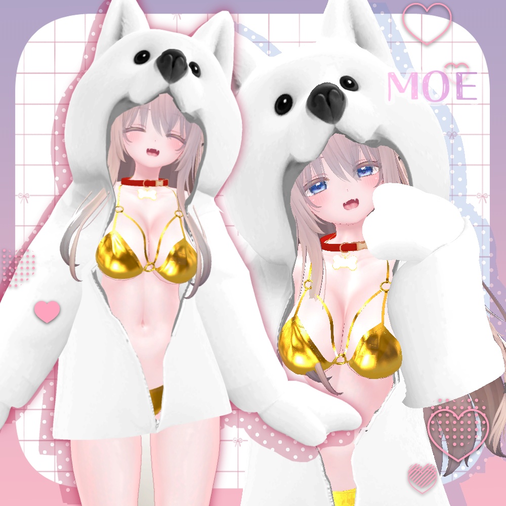 ✨🐶ふわふわ可愛い「サモエド アニマル着ぐるみスーツ」🐶✨【10アバター対応】