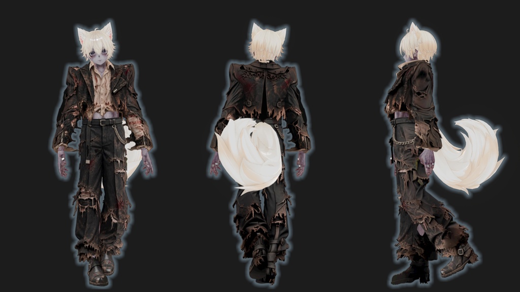 【VRChat対応】ハロウィン・ゾンビ衣装+ゾンビ風スキンテクスチャセット【男性アバター向け】