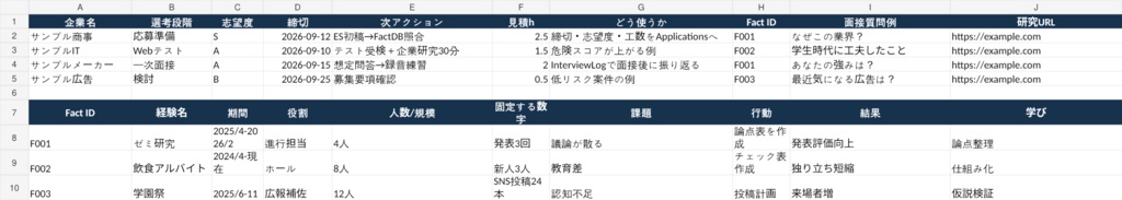 28卒 就活・早期選考 Sprint OS|締切・ES・面接を管理するExcel