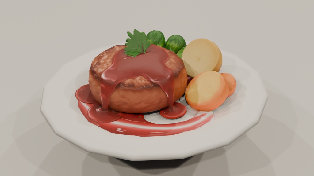 【Unitypackage/GLB】定番料理&スイーツセット(19点)