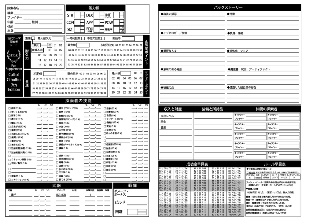 新クトゥルフ神話TRPG非公式ファンサプリメント『栄光ある古代ローマ時代』