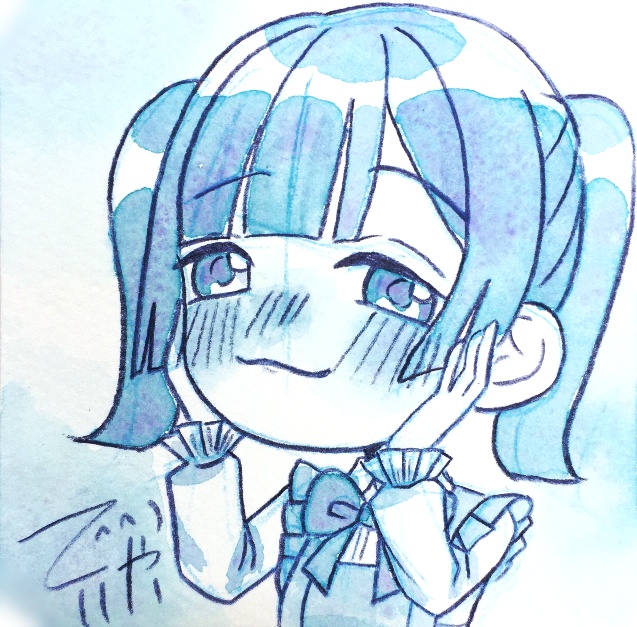 単色イラスト原画(てのひらペーパー)