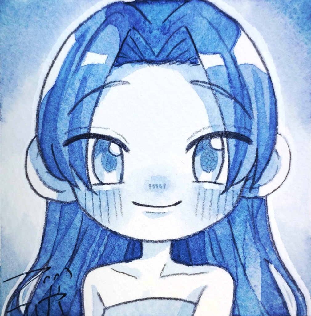 青いフレームレス原画